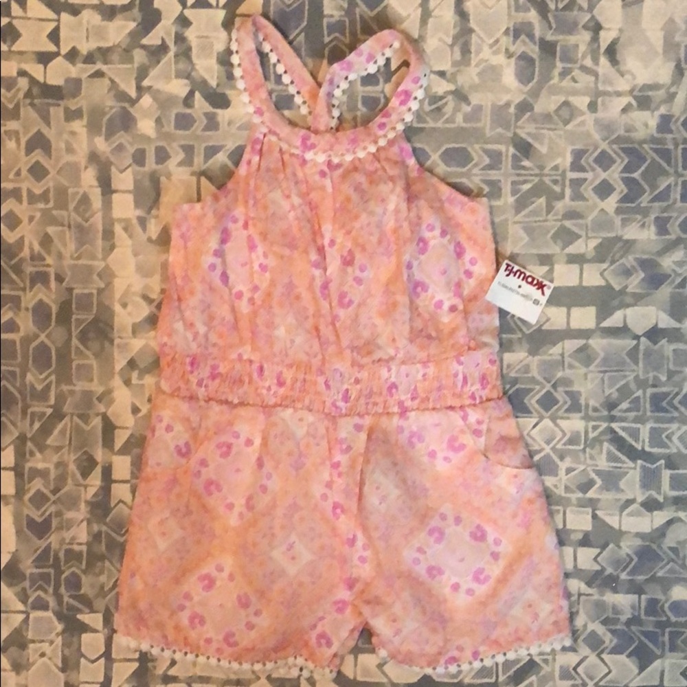 Pink floral romper